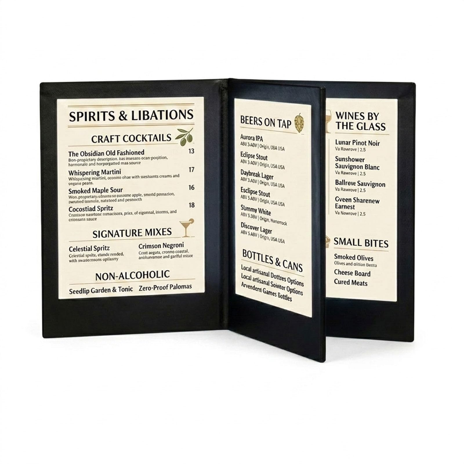 Glwabomars A4fourside5pack A4 Illuminated Menu Holder Four Sided, Led Rechargeable Restaurant Menu Cover, Foldable Display Folder For Food And Beverage Lists