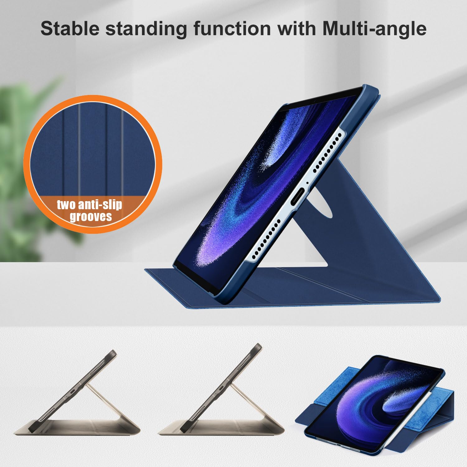 DINGGUAGUA Étui Pour Xiaomi Mi Pad 6 / Pad 6 Pro 11" 2023 - Coque Transparente Avec Porte-Stylo - Bleu Foncé