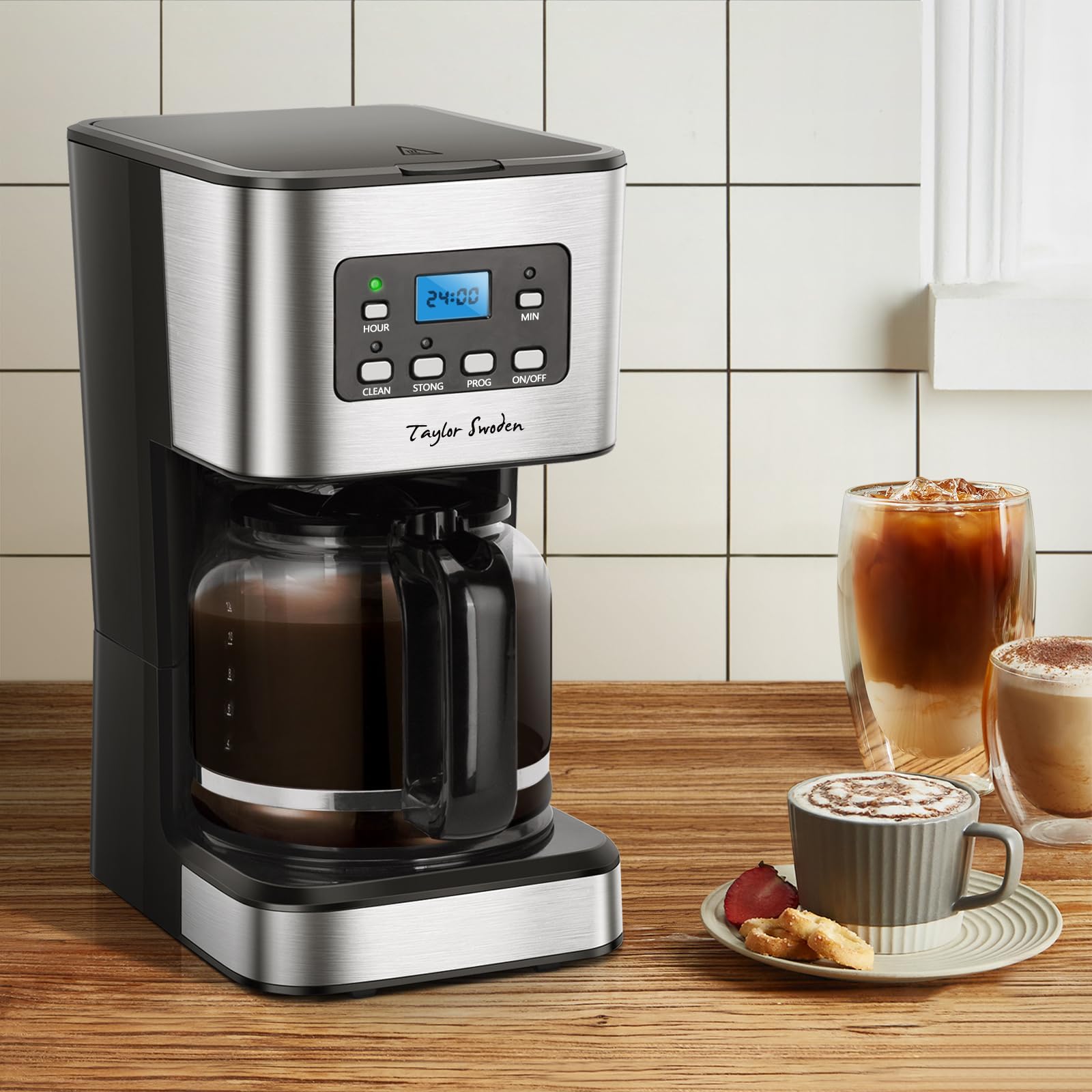Taylor Swoden Darcy 950W Kaffeemaschine mit Timer 1.5L Filterkaffeemaschine 12 Tassen BPA-frei Schwarz
