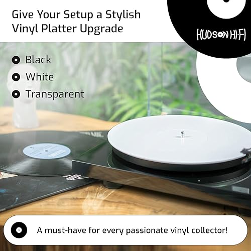 Miniatura 7 de Tapete acrílico para plato giratorio de 11.75 pulgadas, tapete acrílico de disco de vinilo blanco mecanizado de precisión con hueco de etiqueta de