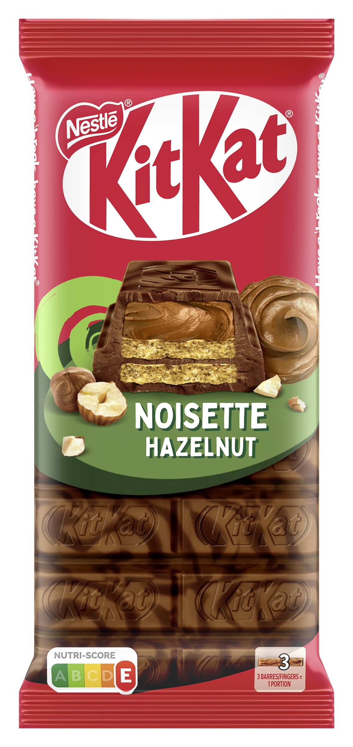 Nestlé KITKAT Tafel Hazelnut, knusprige Waffel mit cremiger Haselnuss Füllung und überzogen mit marmorierter Schokolade, 1er Pack (1 x 99g)