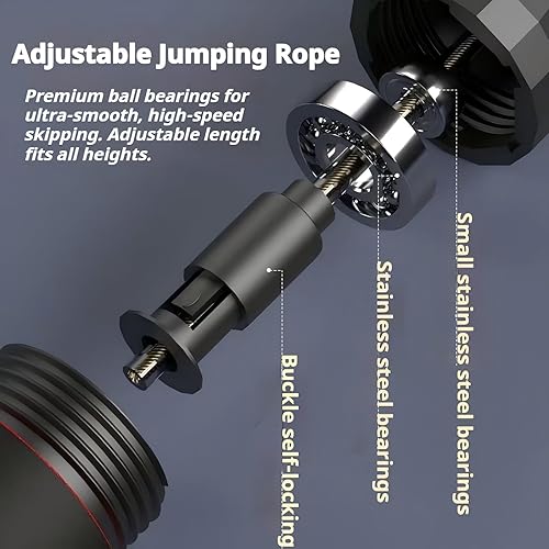 Miniatura 2 de Cuerda de saltar pesada, cuerda de salto ajustable de acero de velocidad rápida sin enredos para niños, mujeres y hombres, cuerda de saltar de