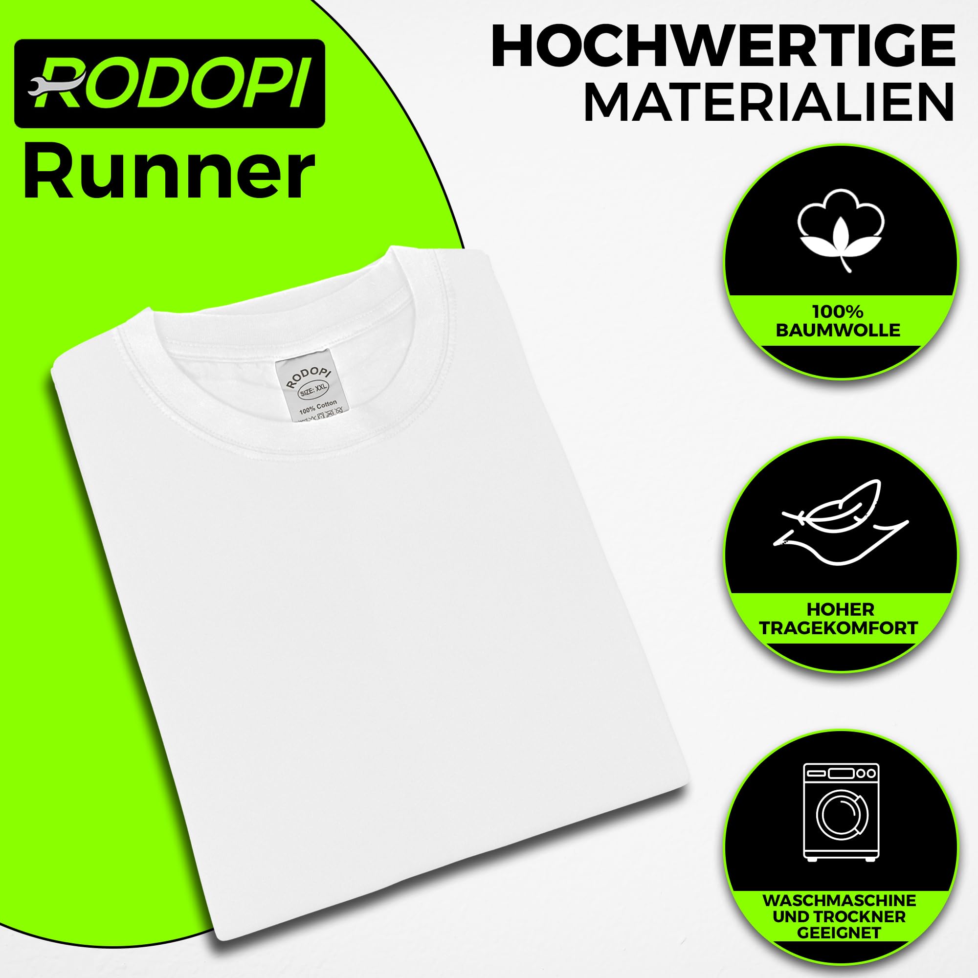 RODOPI Koszulka z długim rękawem Runner Longsleeve dla kobiet i mężczyzn rozm. XS-3XL T-shirt czarny i biały sweter roboczy okrągły dekolt 100% bawełna