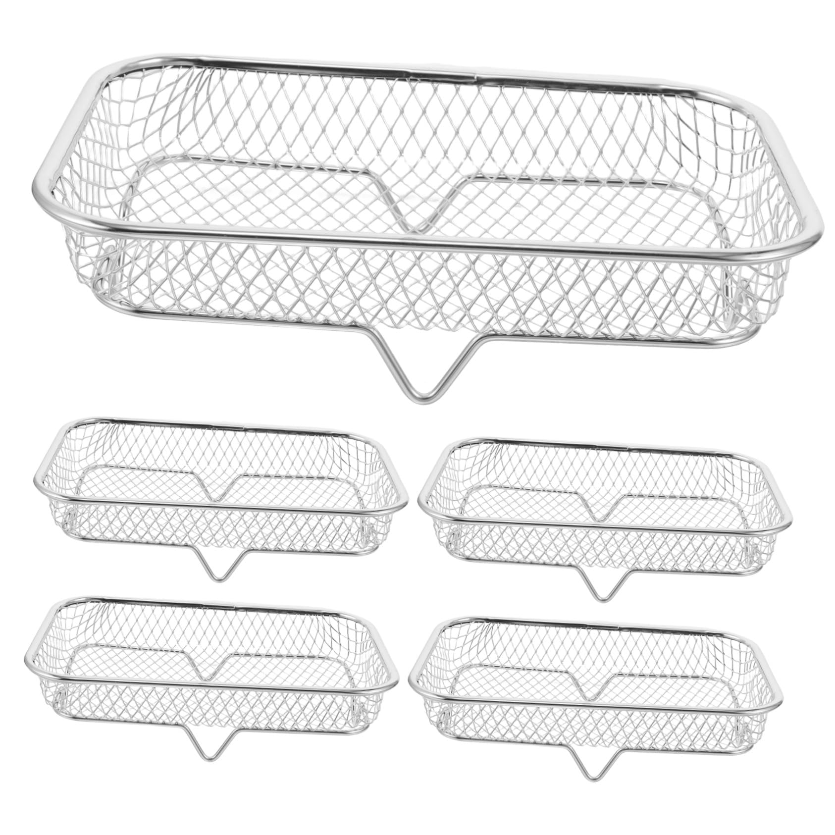 Ipetboom 5 Piezas De Rejilla De Acero Inoxidable para Enfriar Asar Freidora De Aire Aceite Horno Cesta Bandeja para Freidora De Aire Vapor Rejilla De Alambre Plateada