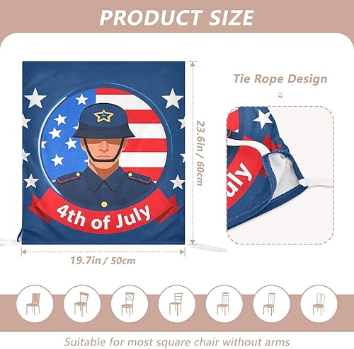 Miniatura 3 de 4th of July Independence Dayblue Soldier Decorative Chair Covers for Party for Birthday Party Removable Waterproof Chair Covers for Dining Chairs