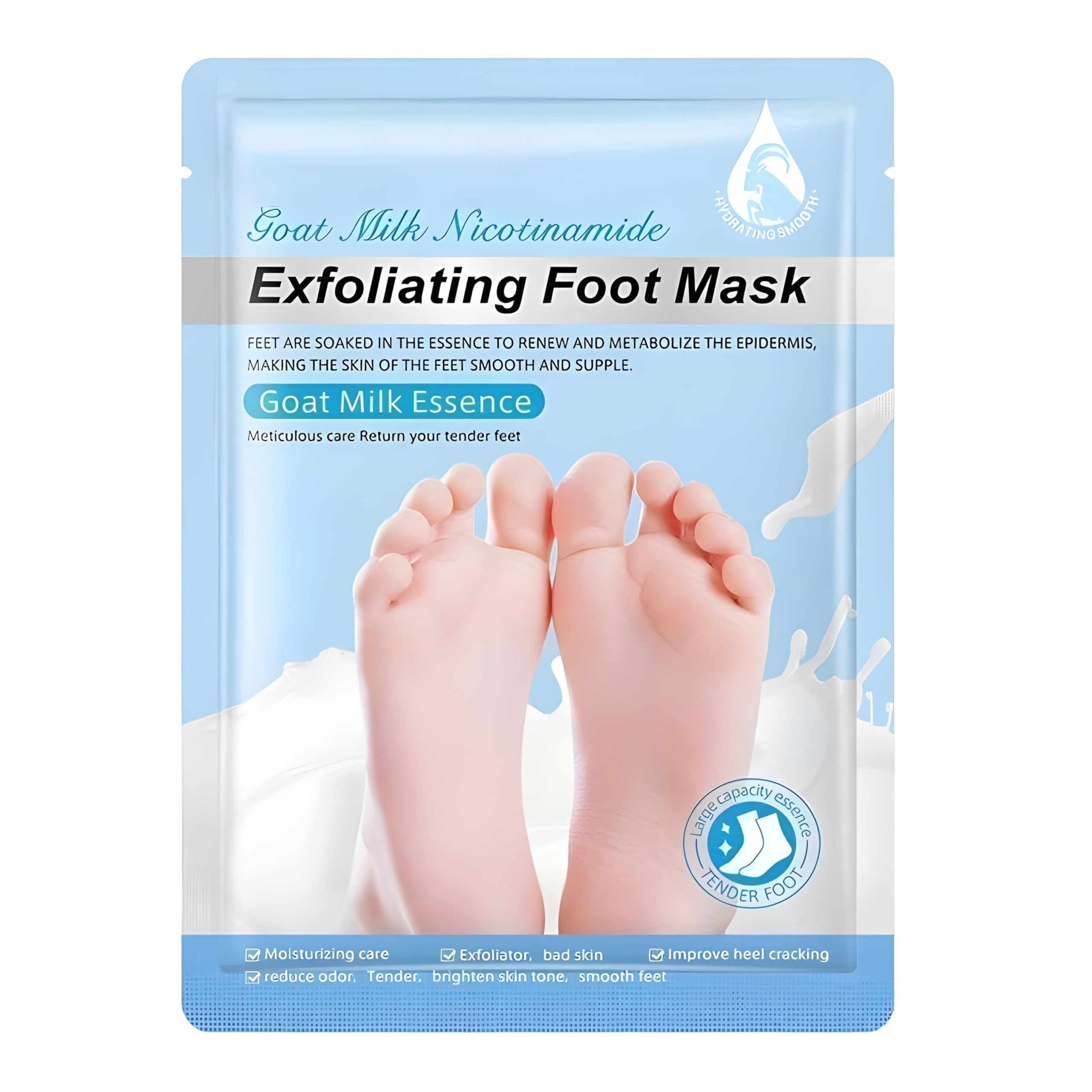 Goat Milk Foot Peeling Mask with Nicotinamide | Exfoliating Foot Mask Socks for Dead Skin Removal, Heel Crack Repair & Baby Soft Feet | For Men & Women (2 Pair)-picture-25