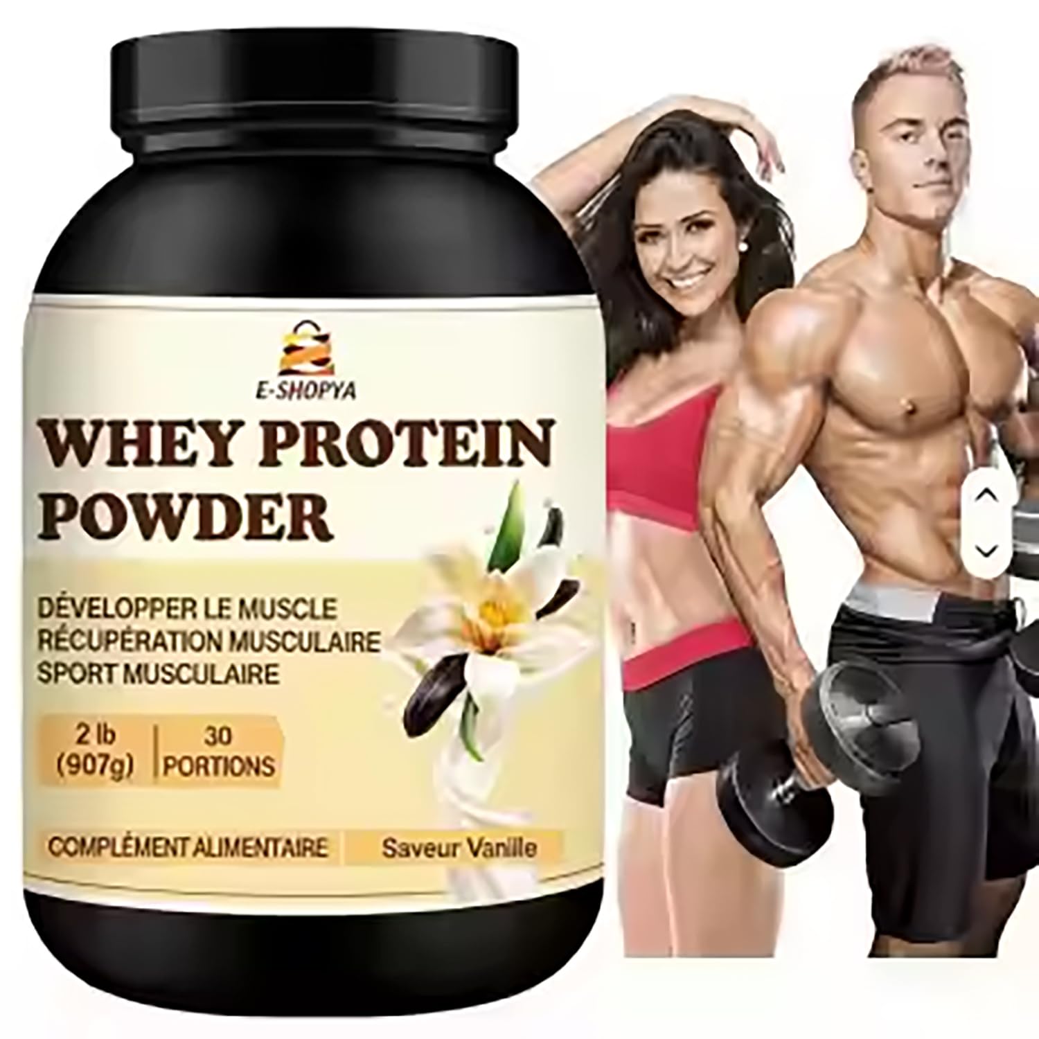 WHEY Protein | 24g Protéines/Portion | Riche en BCAA & Glutamine | Construction Musculaire Rapide | Faible en Calories & Sucres | Digestion Facile | 907 g | Saveur Vanille