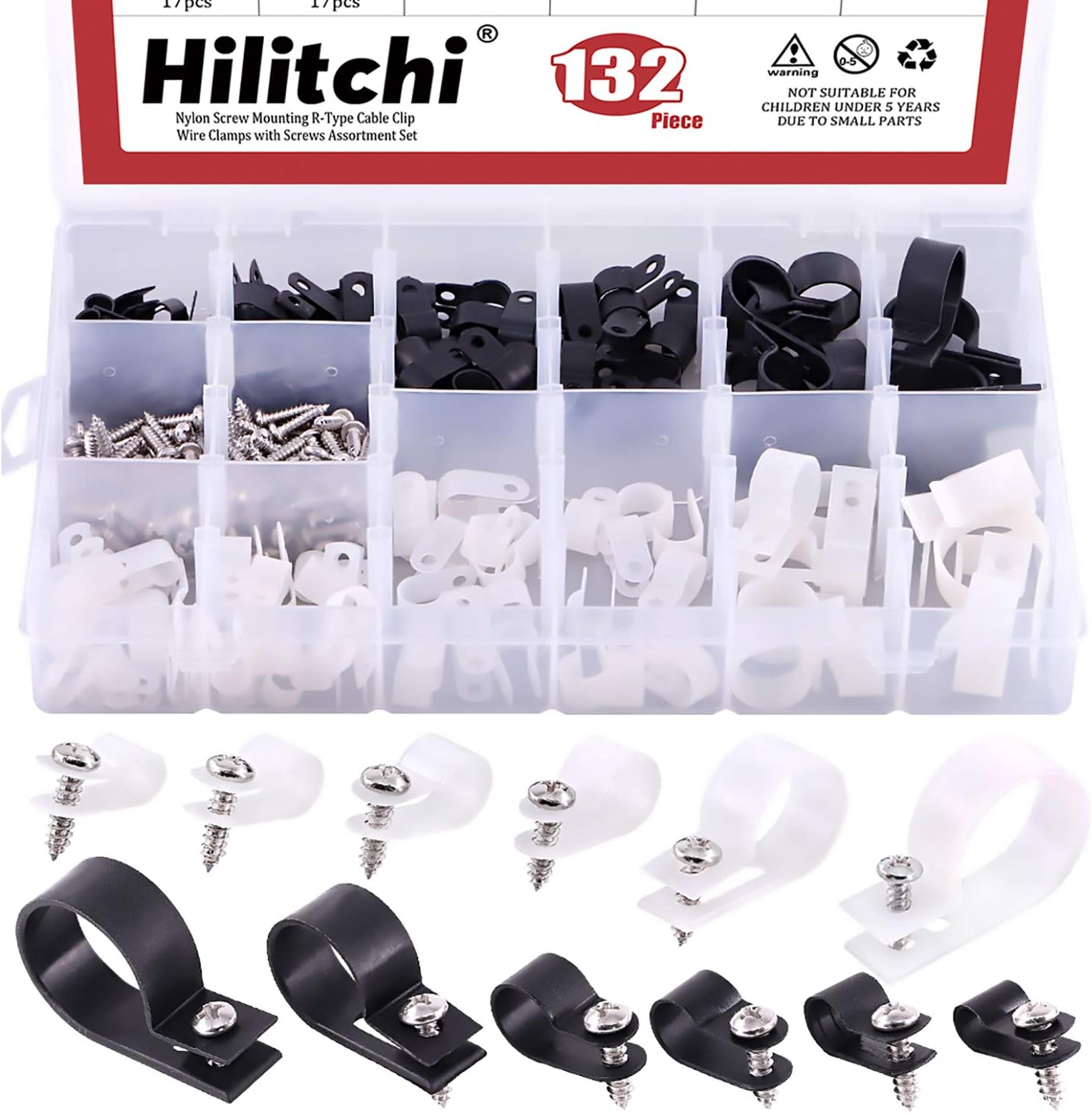 Amazon.com: Hilitchi 132 Pcs 6 Sizes Black and White Plastic Cable ...