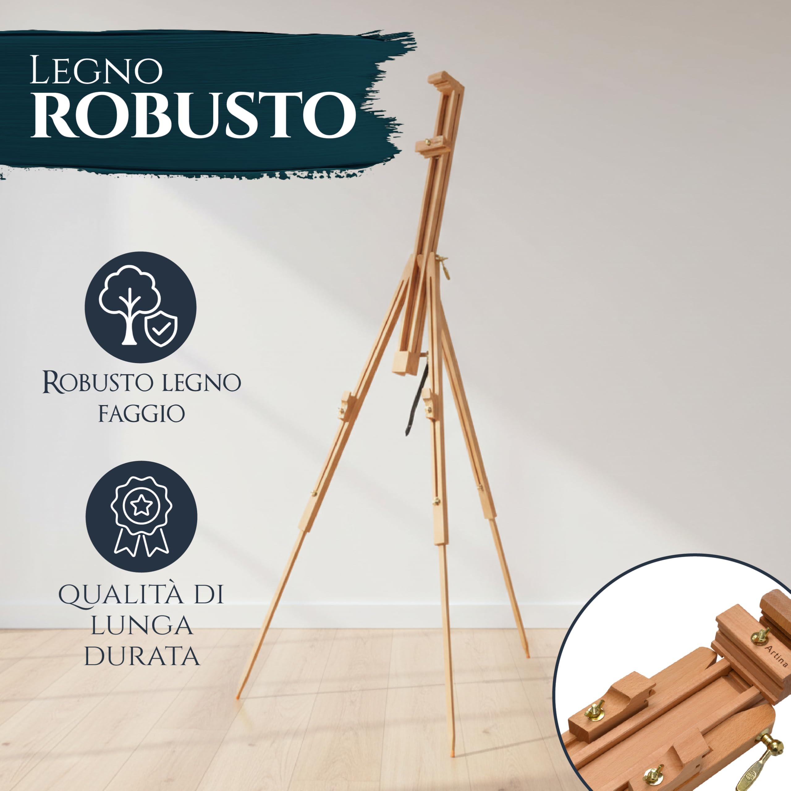 Artina Cavalletto portatile per artista – supporto regolabile in legno per pittura e disegno da viaggio – esposizione di cartelli di nozze