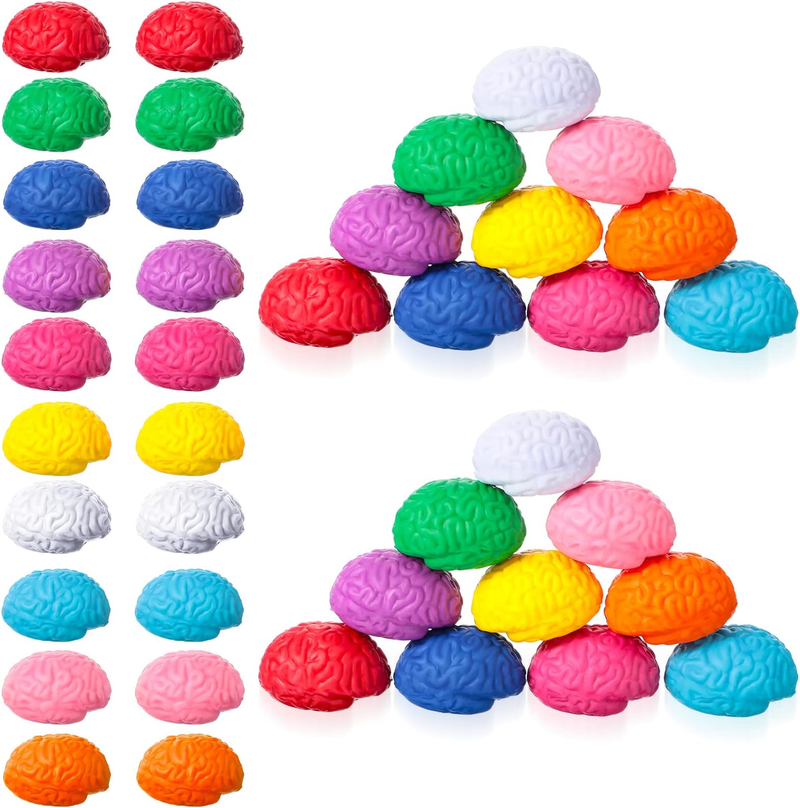 Kasyat 40 Pcs Brain Stress Ball Mini Brain Shaped Stress Ball Bulk Halloween Party PU Hand Muscle Exercise Pressure Prop for Adult Improving Grip Strength Object Recognition Prop Mold(Colorful,Mini)