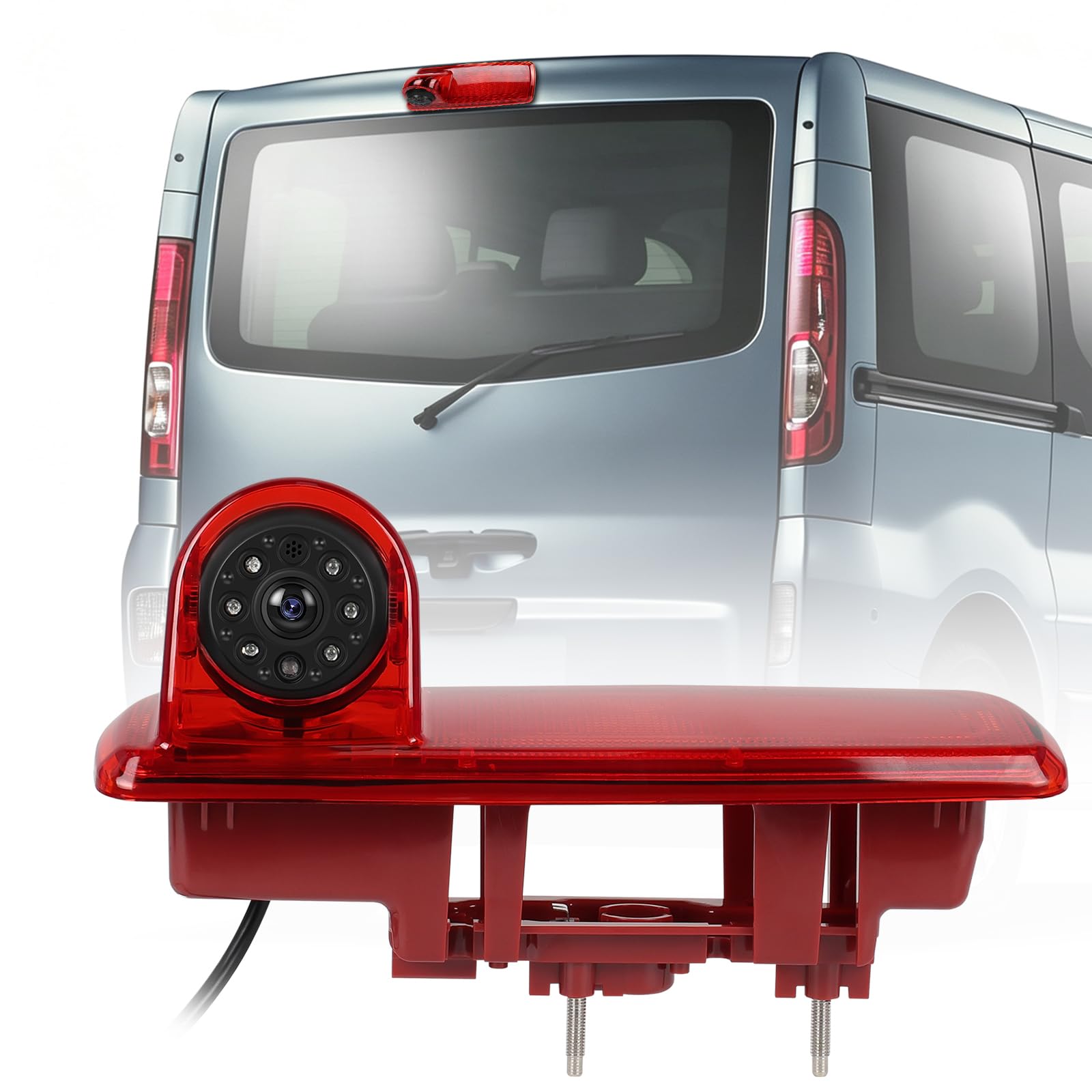 Hodozzy Cámara de Visión Trasera para Renault Traffic 2014/Opel Vivaro 2014, Cámara para Tercera Luz de Freno, Visión Nocturna por IR, Resistente al Agua IP67, con Línea de Marcha Atrás