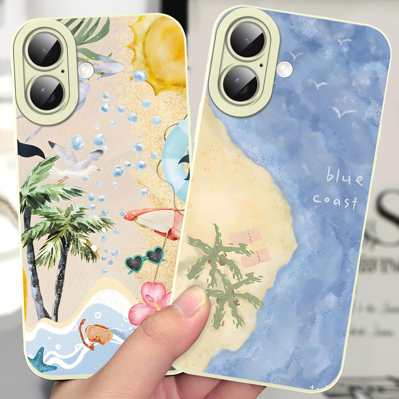 Pnakqil 2 Cover Per IPhone 15 Plus, Silicone Morbido Con Fiori E Collage, Protezione Fotocamera