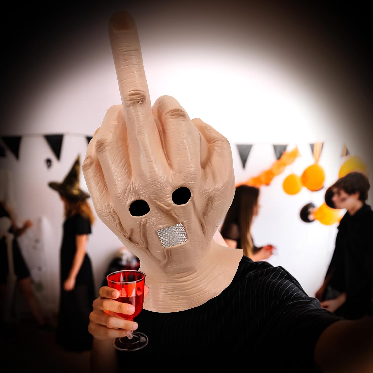 Middle Finger Mask Realistic Funny Mask Middle Finger Funny Head Mask Halloween Costume Cosplay Latex Props
