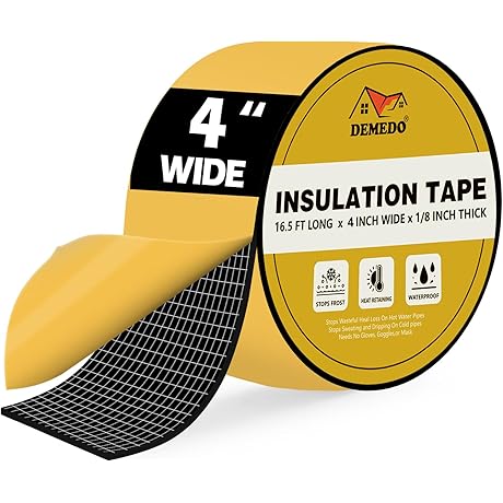4 Inch Pipe Insulation Roll with Self Adhesive Backing for Water Pipes, HVAC, and More