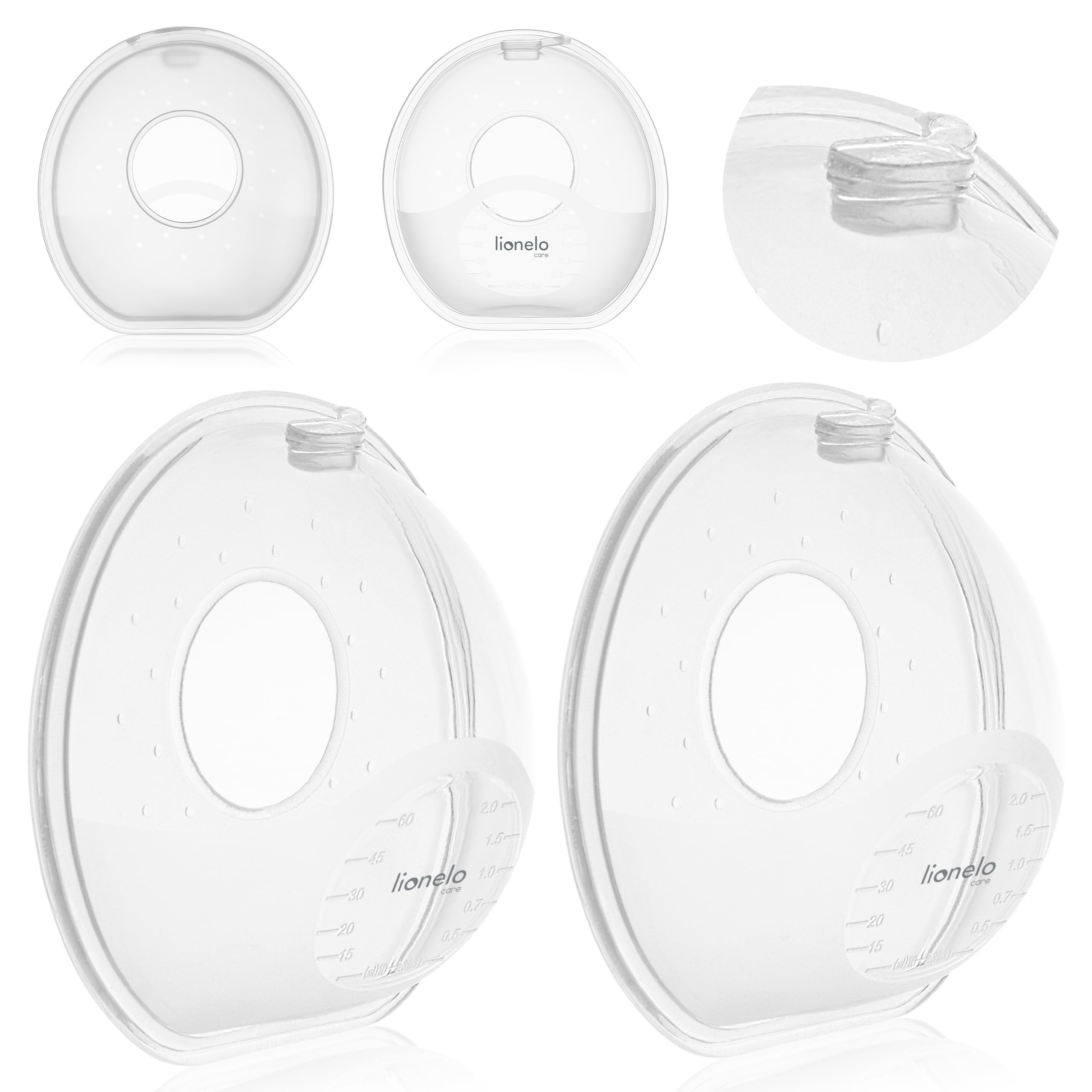 Lionelo Milky Simple – Milk Collector, 2 × 60 ml, BPA‑Free Silicone & Polypropylene, Discreet, Leak‑Proof, Easy to Clean & Sterilise, Hands‑Free Breast Milk Catcher
