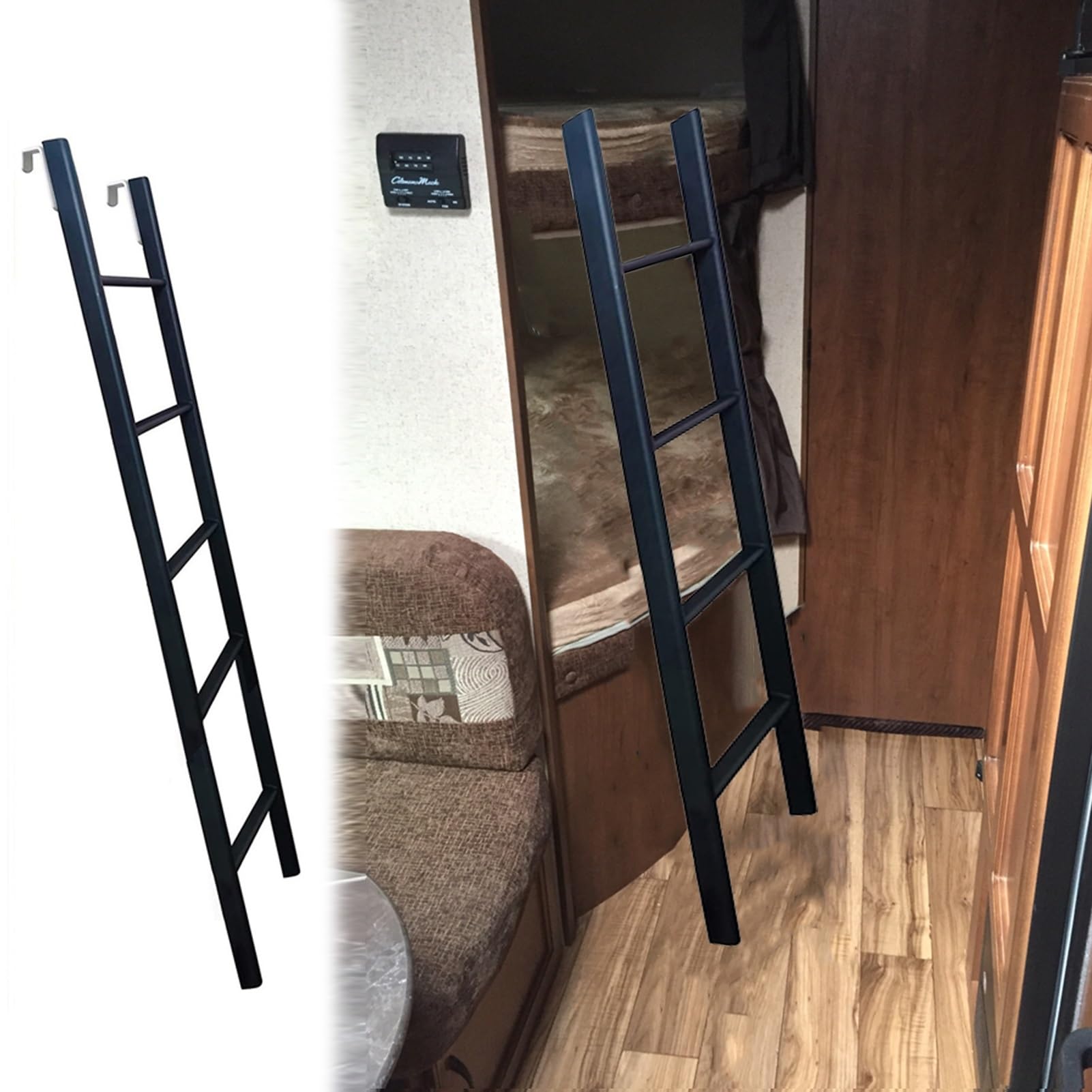 Escalera para litera Negra, de pie, Universal, reemplazable, Ajustable para autocaravanas, áticos, escaleras y autocaravanas (tamaño: 150 cm/59 Pulgadas)