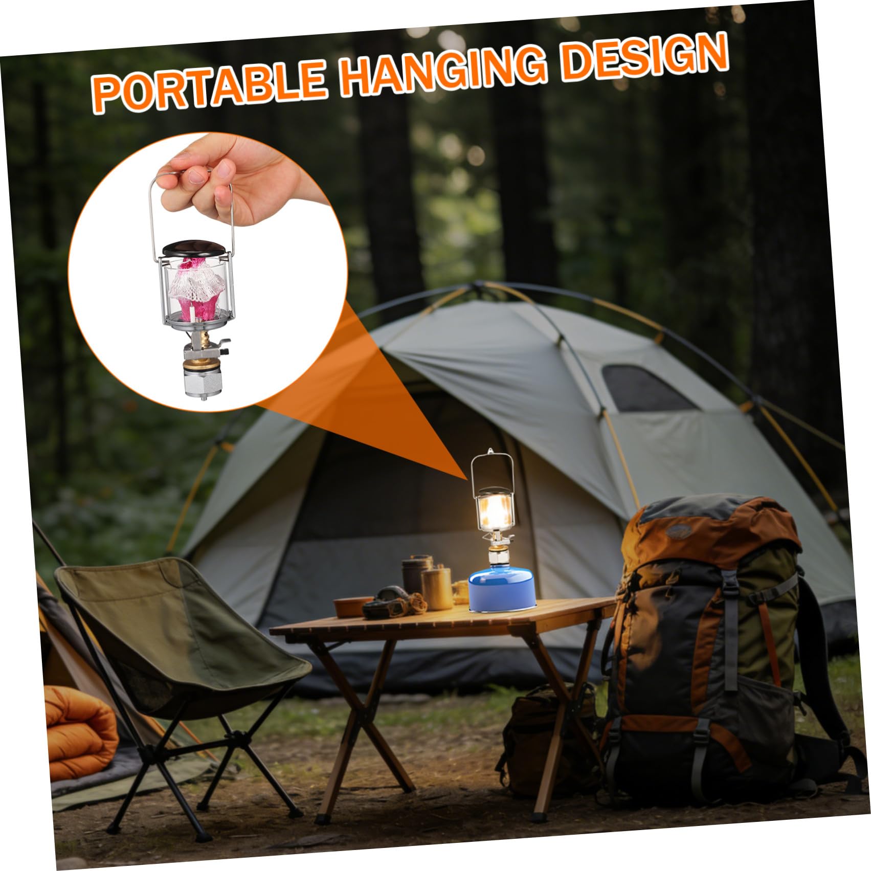 Ipetboom Lampada Gas da Campeggio Lanterna da Tenda a Gas e Serbatoio Americano Rame Nylon/plastica e Acciaio Inox per Campeggio All'aperto