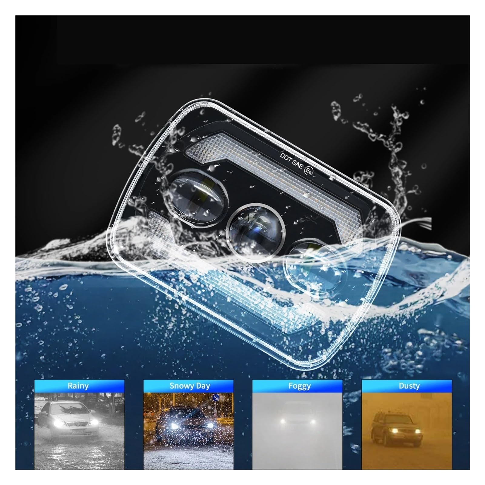 Fendinebbia 2 Pezzi Fari A LED Da 7 Pollici Con Abbaglianti/anabbaglianti Bianchi DRL Indicatore Di Direzione Ambrato Faro Quadrato Da 7'' 6000K 180W Gruppo Faro Anteriore