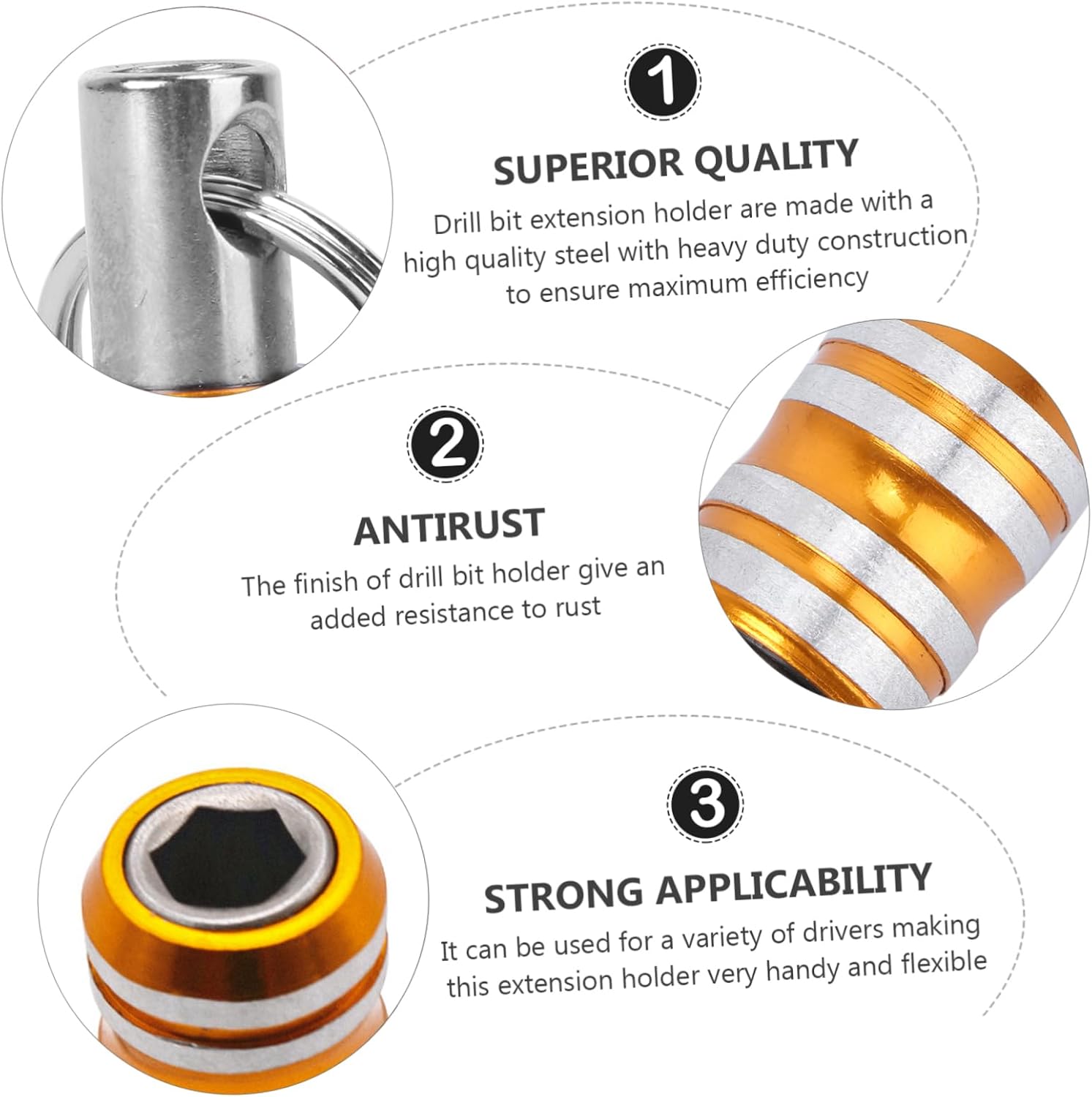 2pcs Magnetic Screwdriver Bit Holder Extension Bar for Electric Drill Keychain Adapter for Quick Bit Changes Compatible Drivers