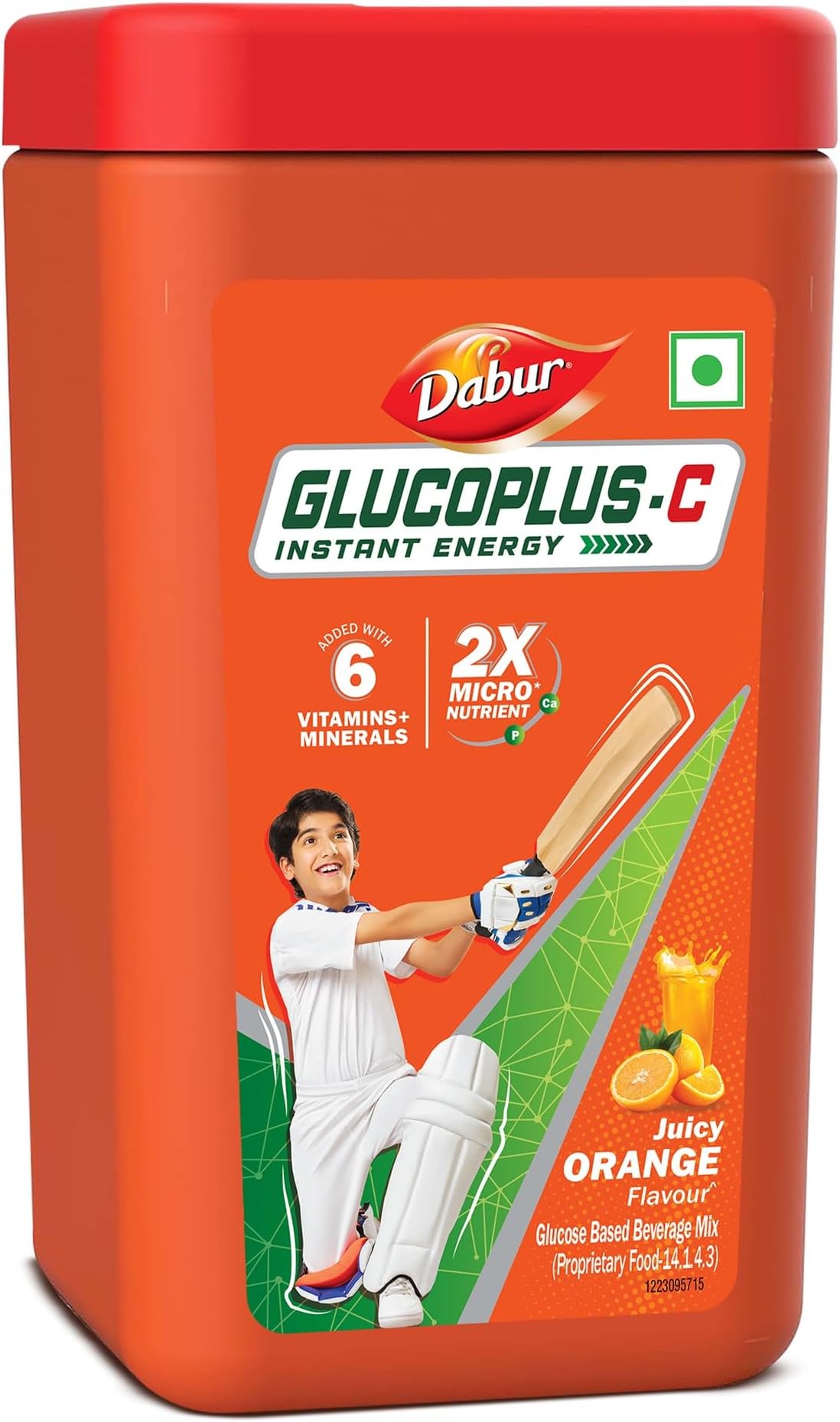 DABUR Gluco Plus C Orange 400g – Glucose Drink Enriched with Calcium & Vitamin C, 99.4% Pure Glucose for Instant Energy, Refreshes Body, Helps Recovery from Fatigue Caused by Heat