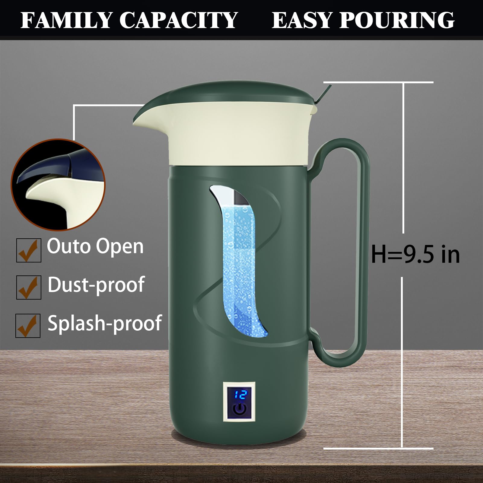 Generador de botellas de agua de hidrógeno, máquina ionizadora con tecnología SPE y PEM (verde oscuro)
