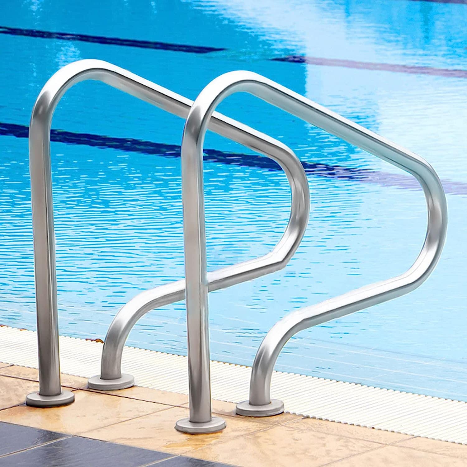 Barandilla de Seguridad para Piscinas, pasamanos, asideros, barandilla para Piscinas Interiores y Exteriores, barandilla de Acero Inoxidable 304 con Accesorios de Montaje.
