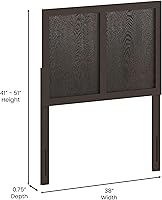 Vista 2 de EMMA + OLIVER Omar Cabecera de madera tamaño individual, cabecera de dos paneles en color marrón oscuro