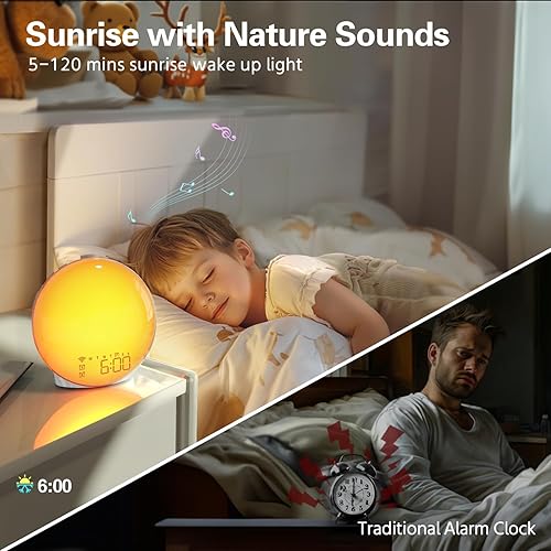 Miniatura 3 de Reloj despertador Sunrise, luz de despertador inteligente compatible con Alexa, alarma dual con radio FM, función de repetición para personas que