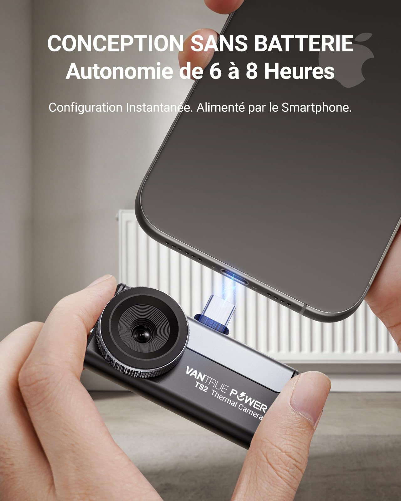 TS2 Caméra Thermique pour Android & iOS iPhone, Caméra Infrarouge avec Objectif Macro 8 mm à Mise au Point Manuelle, 512 x 384 Super Résolution, -20 °C à 550 °C, Inspection de Bâtiment