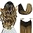 HOTBANANA Wire Hair Extensions, 12 inch 70g Ombre Brown to Dirty Blonde Fish Line Real Human Hair Straight Invisible Wire Remy Hair Extensions