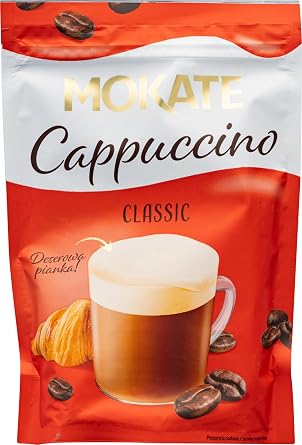 Instant Cappuccino Classic Premium Coffee Drink Mix with Sweet Creamy Foam, Smooth Classic Coffee Powder, Instant Cafe Mokate-Style Beverage, Gourmet Cappuccino Drink, 110g / 3.9oz