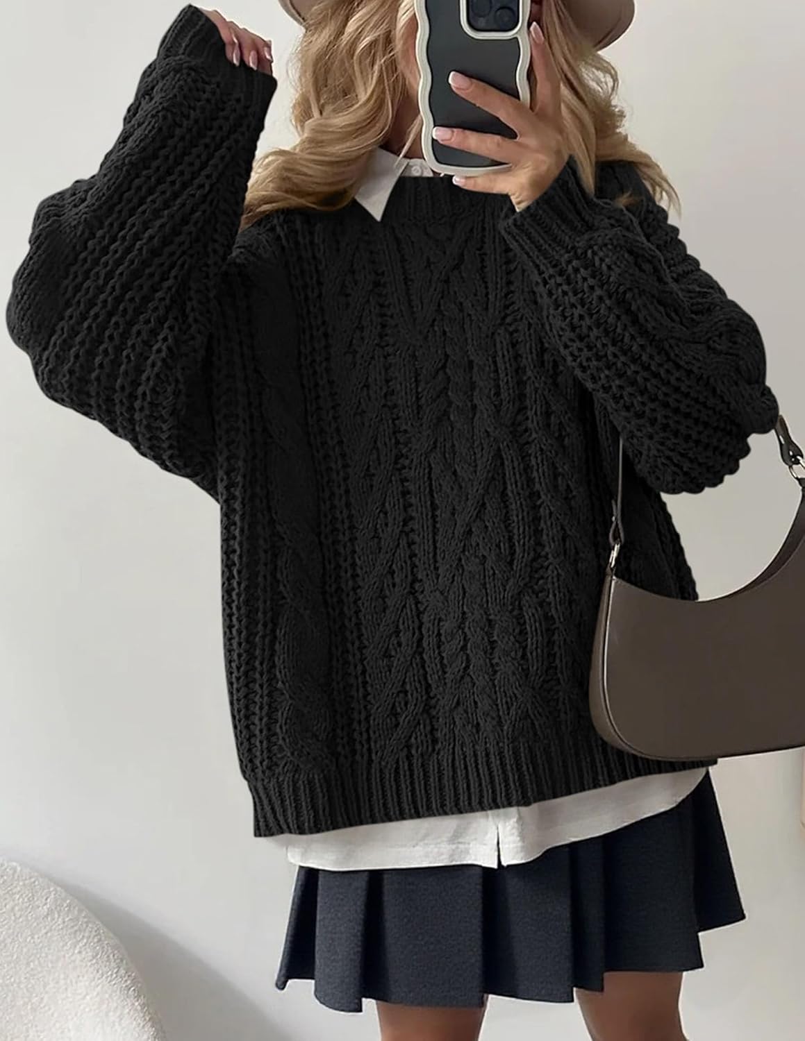 PRETTYGARDEN Women's Oversized Fall Sweaters 2026 Casual Long Sleeve Crewneck Chunky Cable Knit Pullover Tops Winter Clothes - Image 3