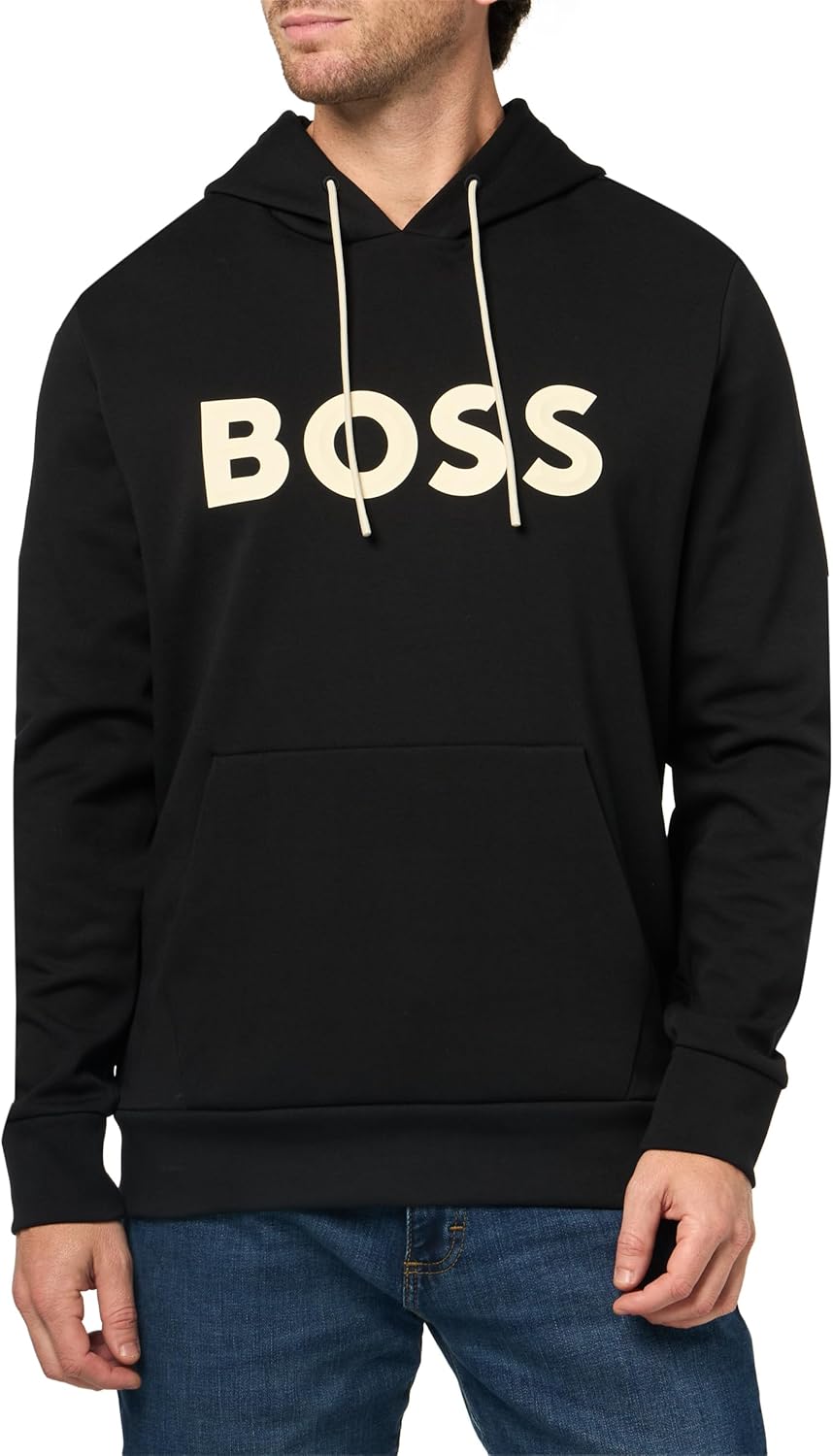 BOSS Men's Interlock Embossed Logo Hooded Sweatshirt