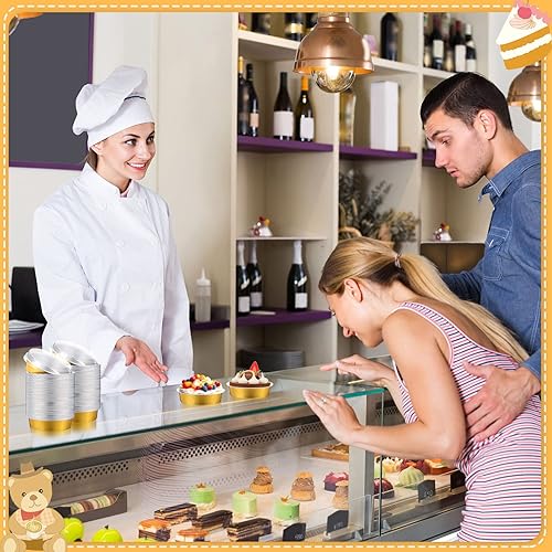 Miniatura 7 de Yinder 120 moldes desechables de 8 onzas con tapas, mini latas de papel de aluminio para tartas de papel de aluminio, recipientes redondos