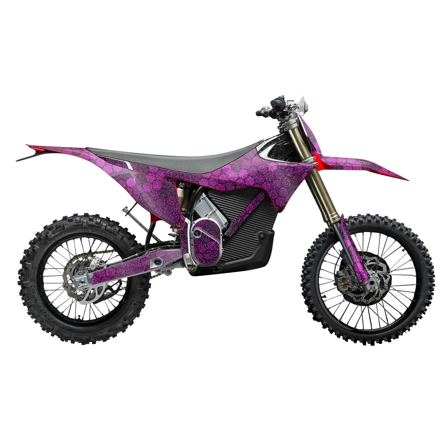Glossy Glitter Stark Varg MX 2023-2025 Graphics Kit Wrap - Pink Hexa Camo - Varg MX Skin - Premium 3M Vinyl Protective Wrap Decal Cover - Easy to Apply | Crafted in The USA by MightySkins