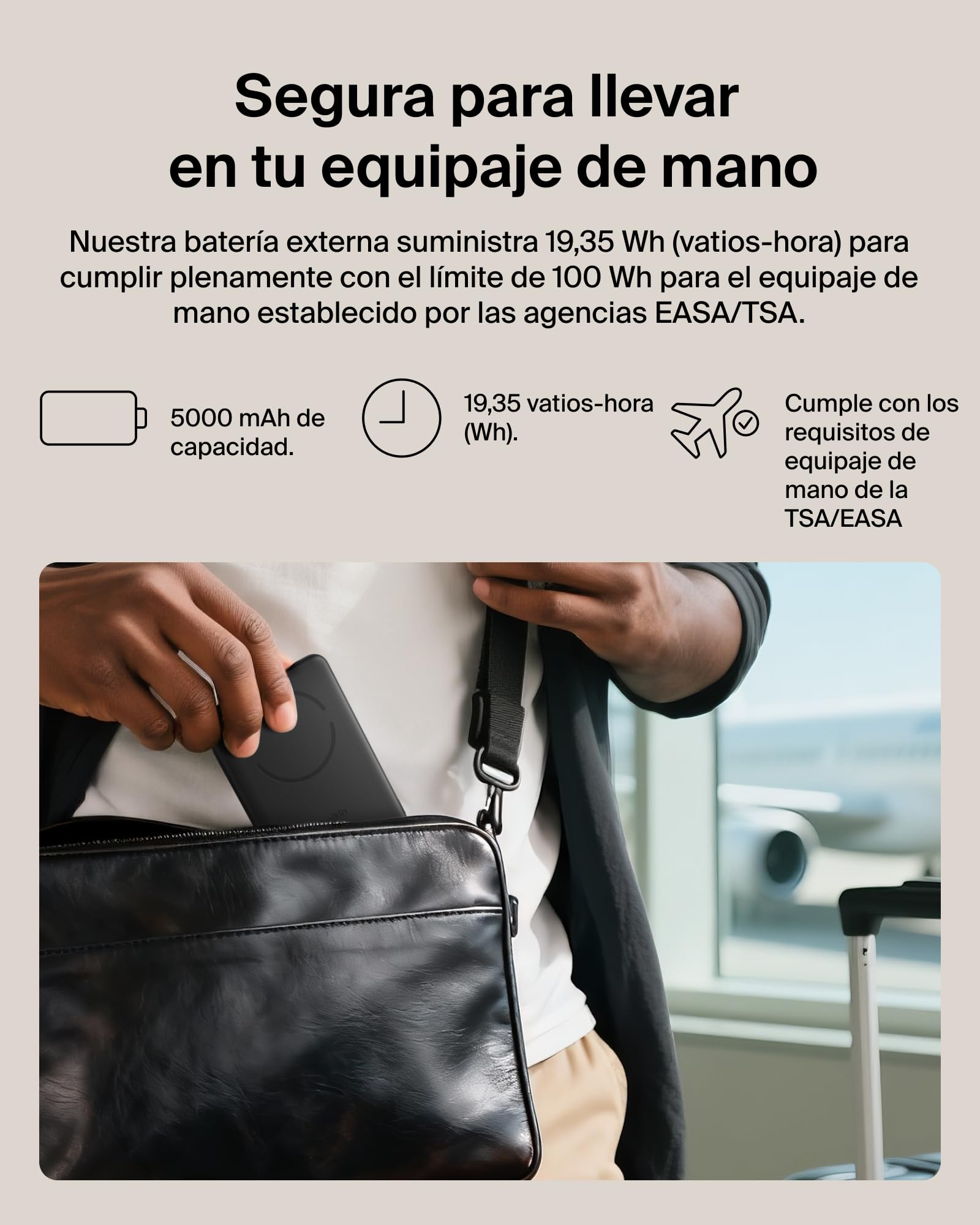 Belkin BoostCharge Batería Externa Magnética Delgada 5000 mAh Soporte Negro | Power Bank Qi2 de 5000 mAh, Anillo Magnético, 1 Puerto USB-C, Cable Incluido, Apta como Equipaje de Mano, Batería Portátil