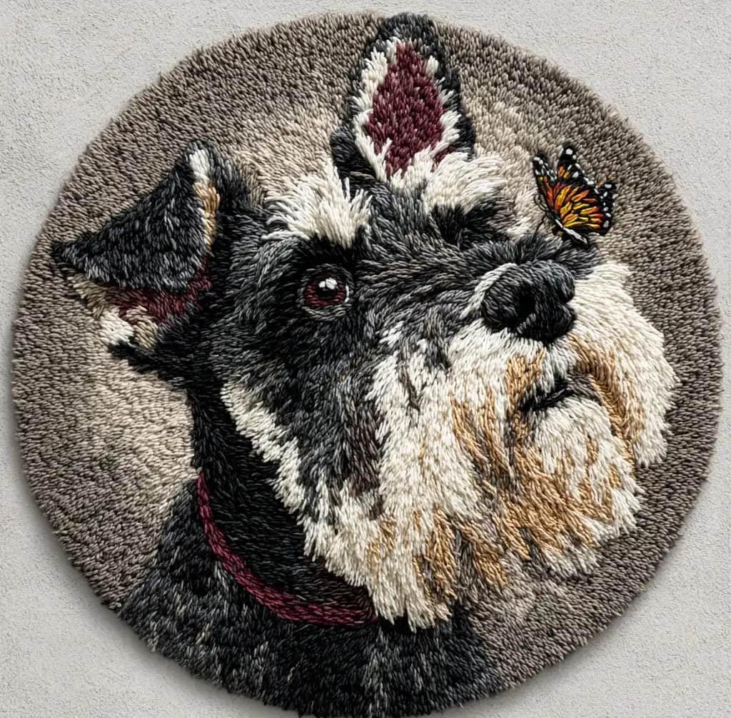 Kitquiver DIY Latch Hook Rug Kit for Aldult,Schnauzer 50X 50Cm