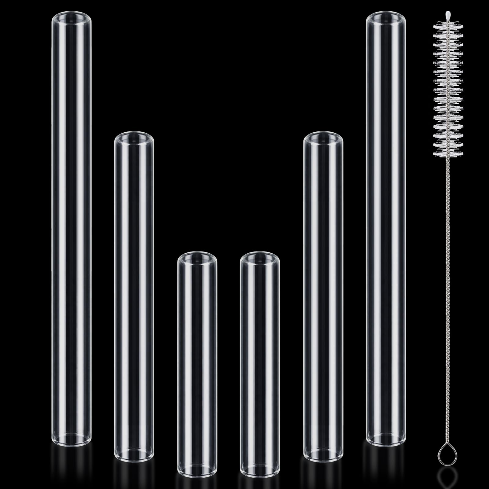 FoldTier 6 Pcs Borosilicate Glass Tubes, 12mm Od 2mm, 4,6,8 Inch, Clear