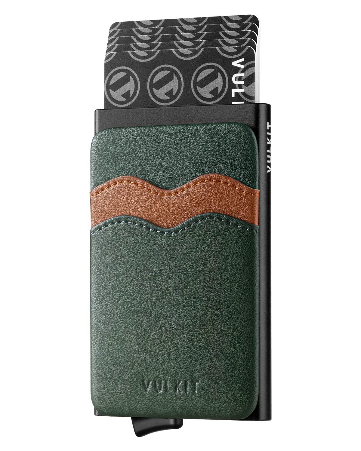 VULKIT Card Holder Pop Up Slim Wallet With Extra Leather Pocket Slots RFID Blocking Credit Card Case for Men and Women