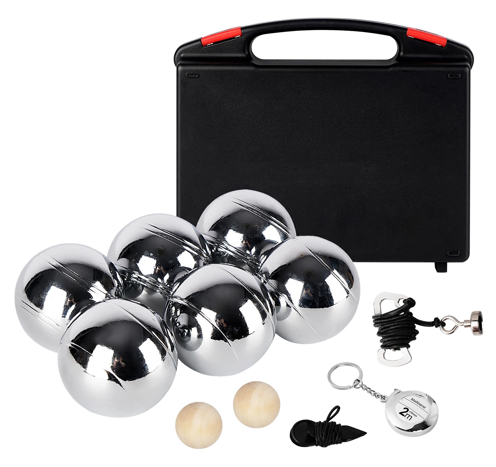 Personalisierte Boule Kugeln mit Gravur, 6er Petanque/Boccia Set mit Wunschtext & Logo, Individuelles Outdoor Geschenk für Männer, Papa, Camper & Boule Fans, Serie B