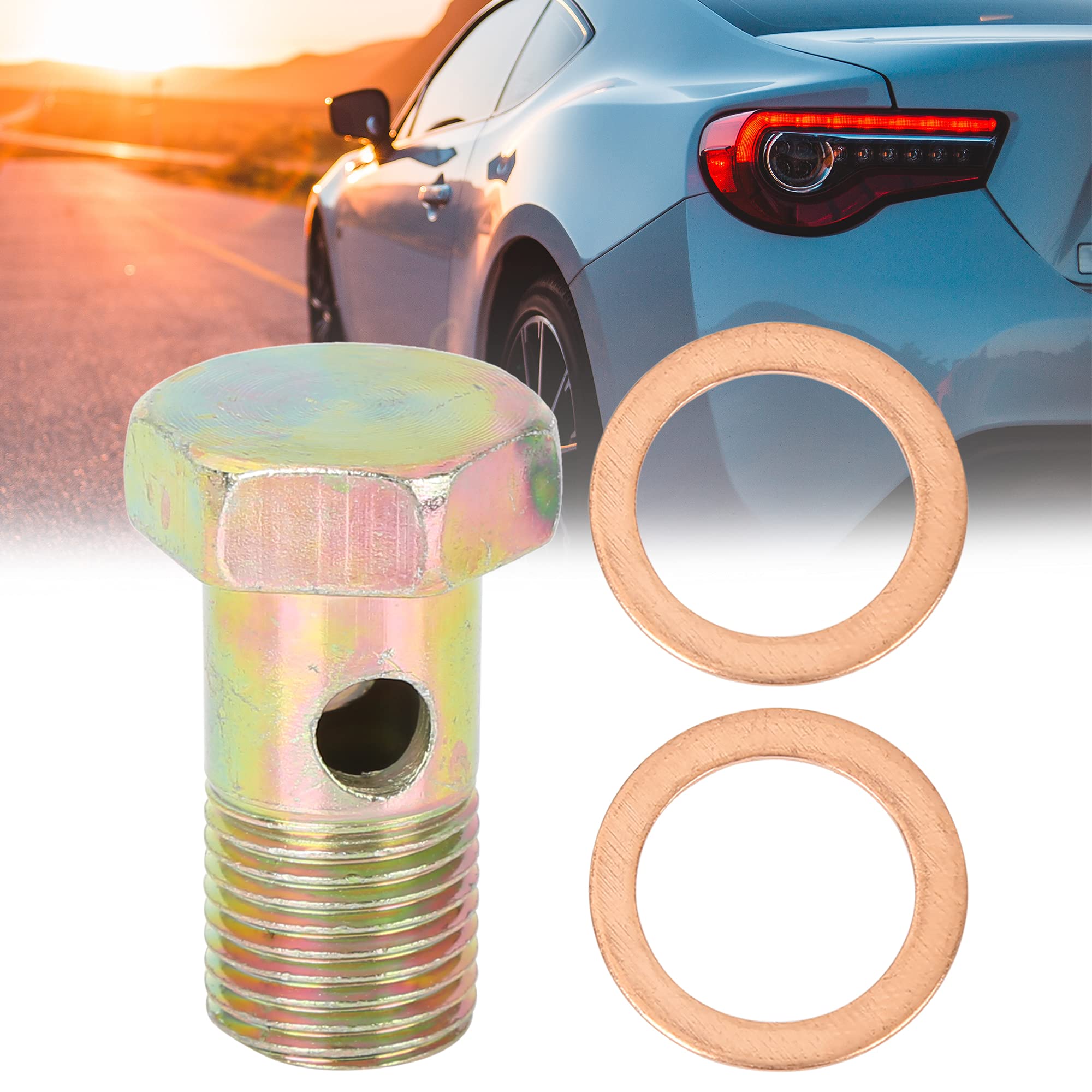 2 Sets 10mm Banjo Tuyau Barbelu00e9 Boulon Raccords Mu00e9tal Pour Moto Voiture