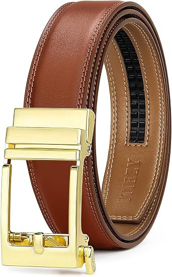 ITIEZY Mens Ratchet Belt - 35mm Leather Click Belt for Dress & Casual Wear