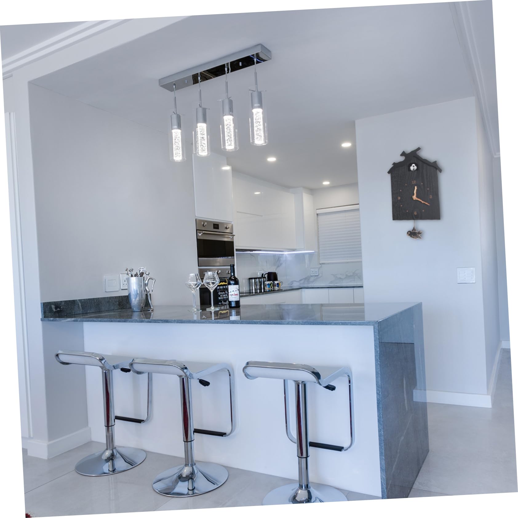 Holibanna 1pc Wooden House Wall Clock with Musical Chime and Pendulum Creative Rustic Design for Living Room Battery Not Included Unique Home Decor