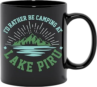 I'd Rather Be Camping at Lake Piru, Black 11oz Ceramic Mug