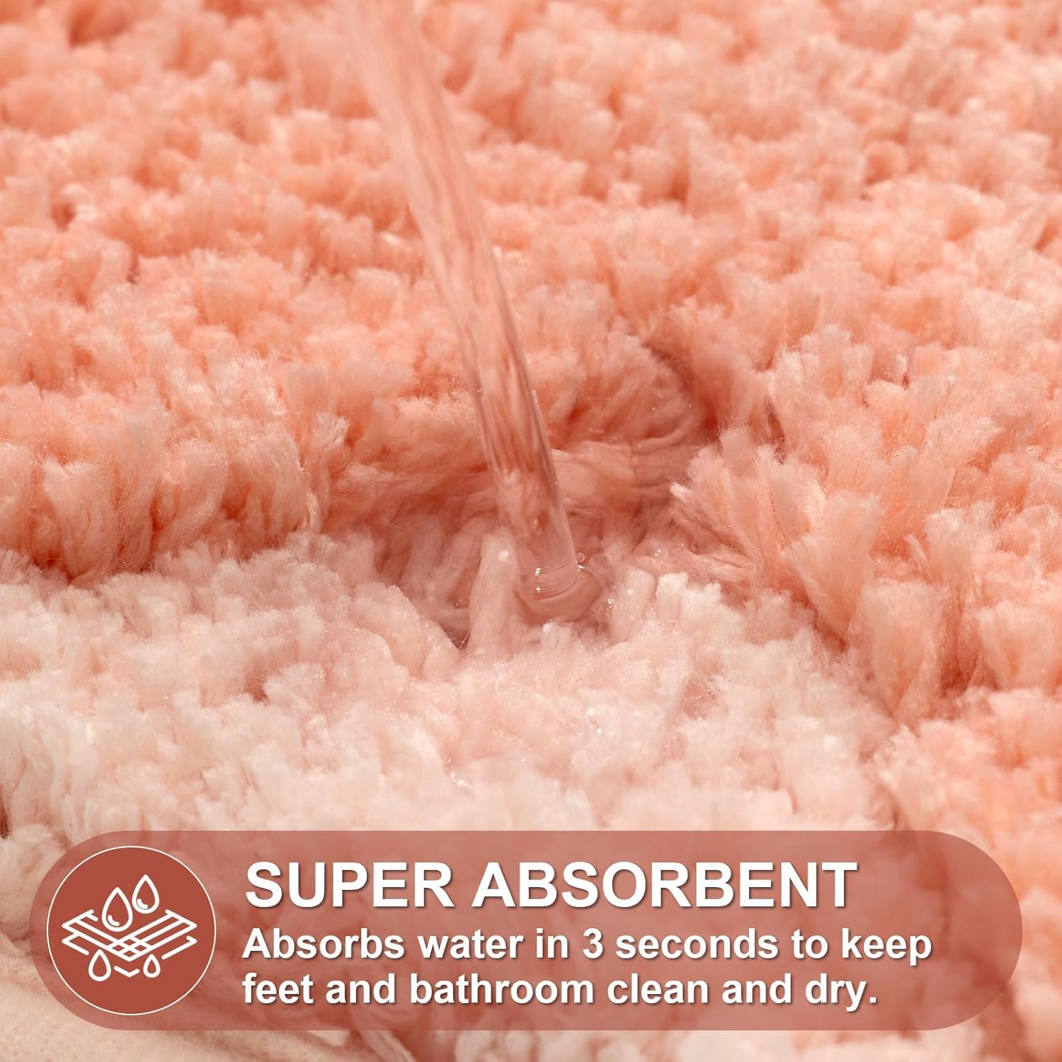 ORTIGIA Cute Coral Pink Scalloped Bath Mat, Fun Plush Microfiber Scallop Bathroom Rugs Non Slip Washable Quick Dry Absorbent, Bath Rug Carpet for Shower Stall Vanities Kitchen Floor Entrance, 20x32 - Image 5