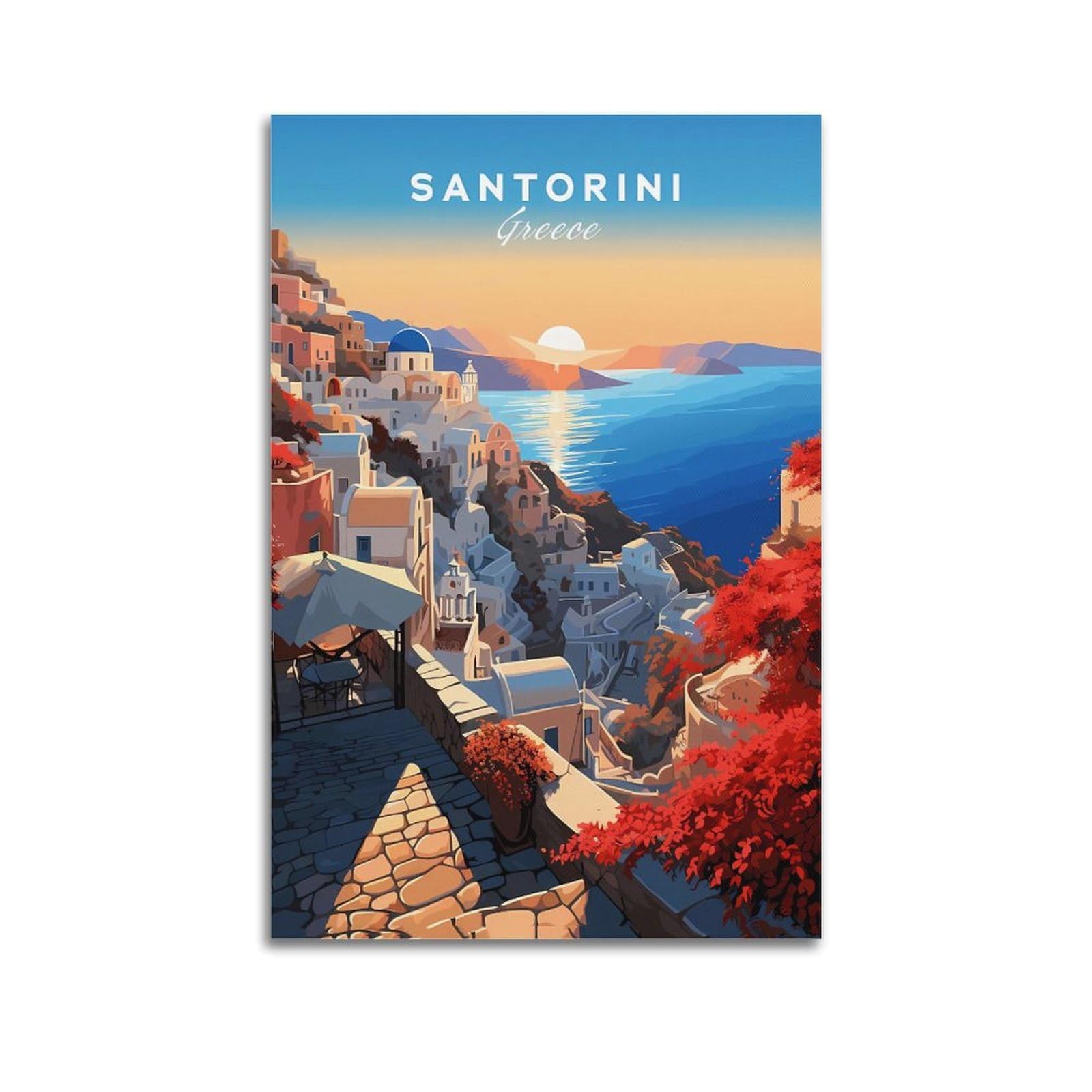 EZMLFA 5D Diamond Art Kits for Beginner,Santorini Greece Crystal Rhinestone Embroidery Craft Kits for Home Wall Decor Gifts, 50x60cm