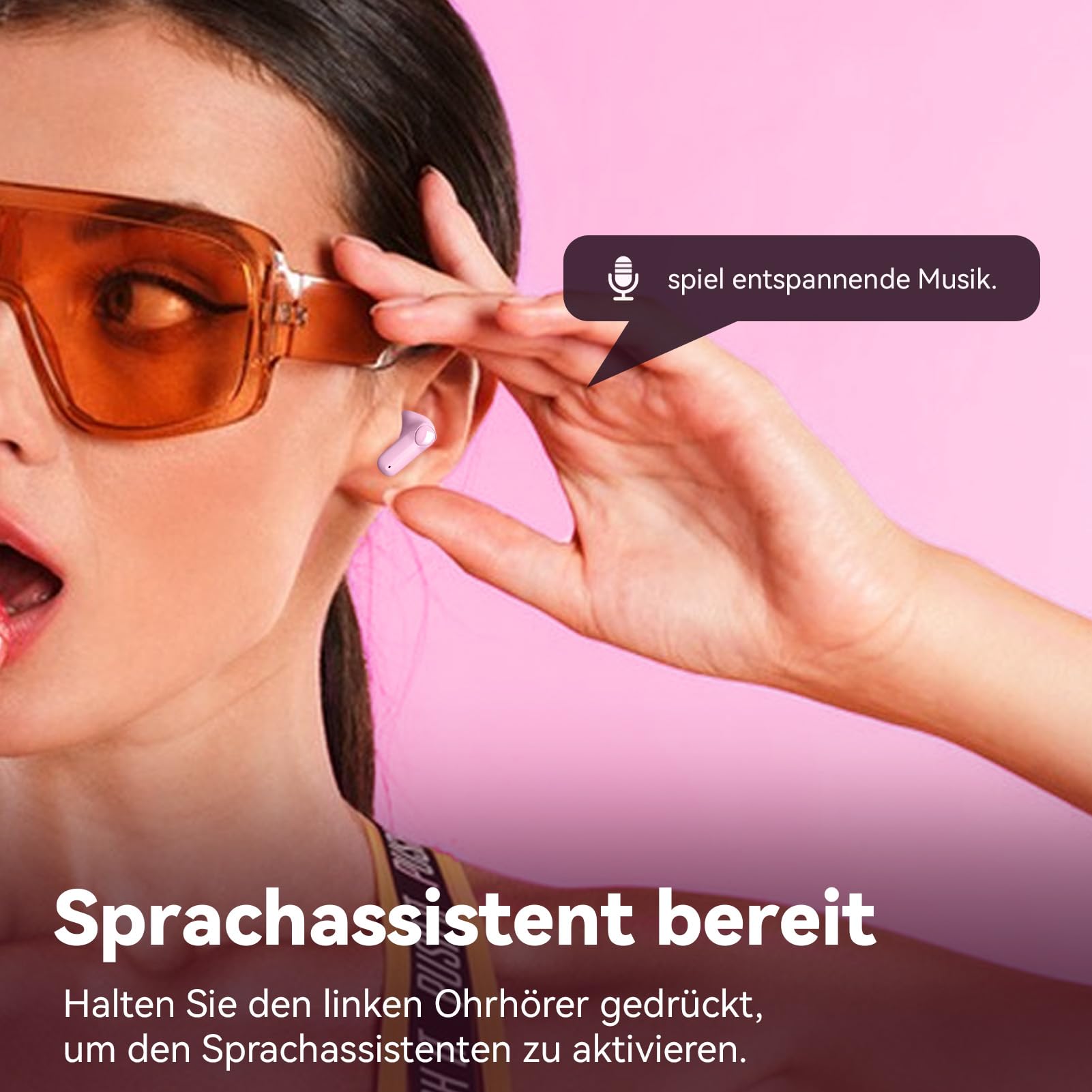 ANCwear Bluetooth 5.4 In-Ear-Kopfhörer mit Handtaschen-Ladecase, Rosa