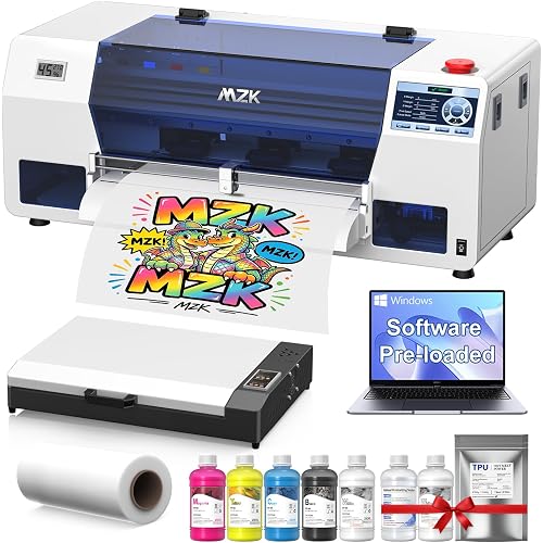 MZK A3 Plus DTF Printer F1080 Printhead Durable and Anti-Blocking(XP600 Gen2),Automatic Timed Cleaning Mode+Ink Anti-Clog Filter,2X-Speed Compared to L1800,Dual Ink Level Alert,Gift Ink 2 Years