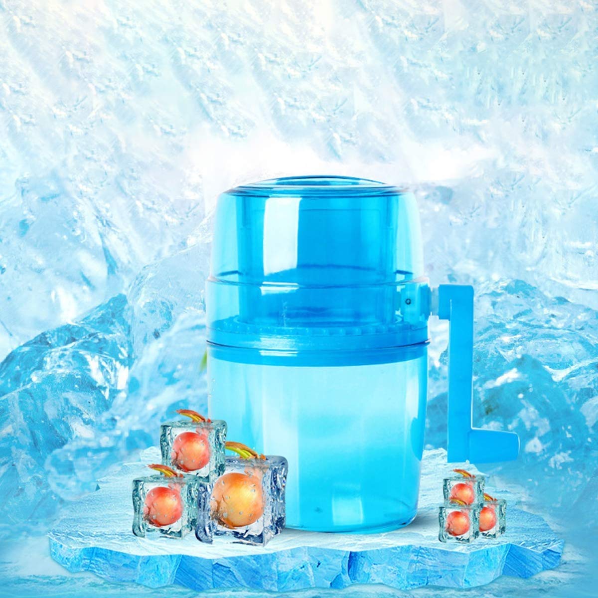 1. Trituradora de Hielo de 1L Trituradora de Hielo con manivela portátil Rompehielos Manual con Cuchillas de Acero Inoxidable