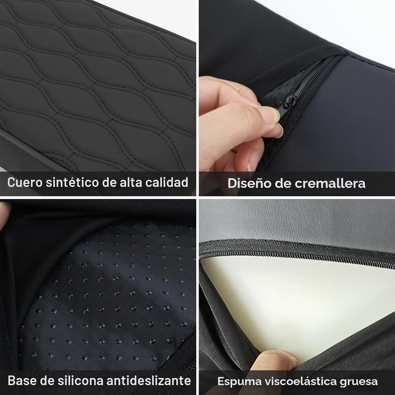 LPZMPZ Reposabrazos de coche Memory Cotton Car Armrest Box Pad, consola central de coche, cojín para reposabrazos de coche, de piel, para coches compactos y algunos sedanes de clase A (negro)